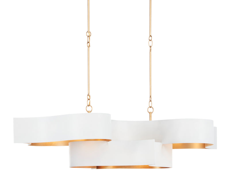 Currey and Company - 9000-0854 - Six Light Chandelier - Grand Lotus Collection - Sugar White/Contemporary Gold Leaf