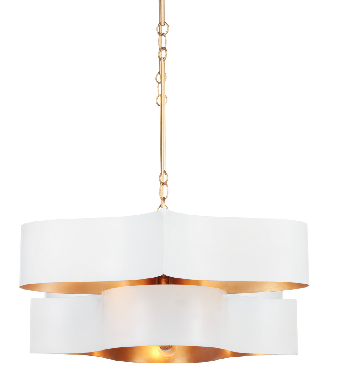 Currey and Company - 9000-0854 - Six Light Chandelier - Grand Lotus Collection - Sugar White/Contemporary Gold Leaf
