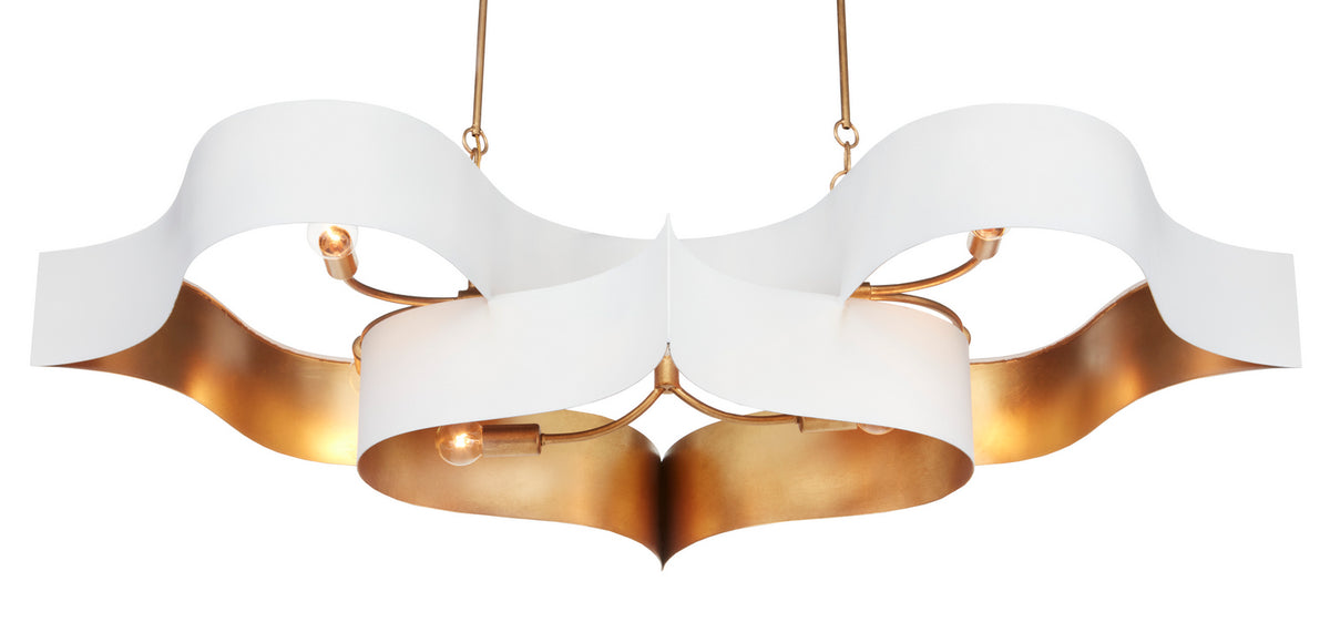 Currey and Company - 9000-0854 - Six Light Chandelier - Grand Lotus Collection - Sugar White/Contemporary Gold Leaf