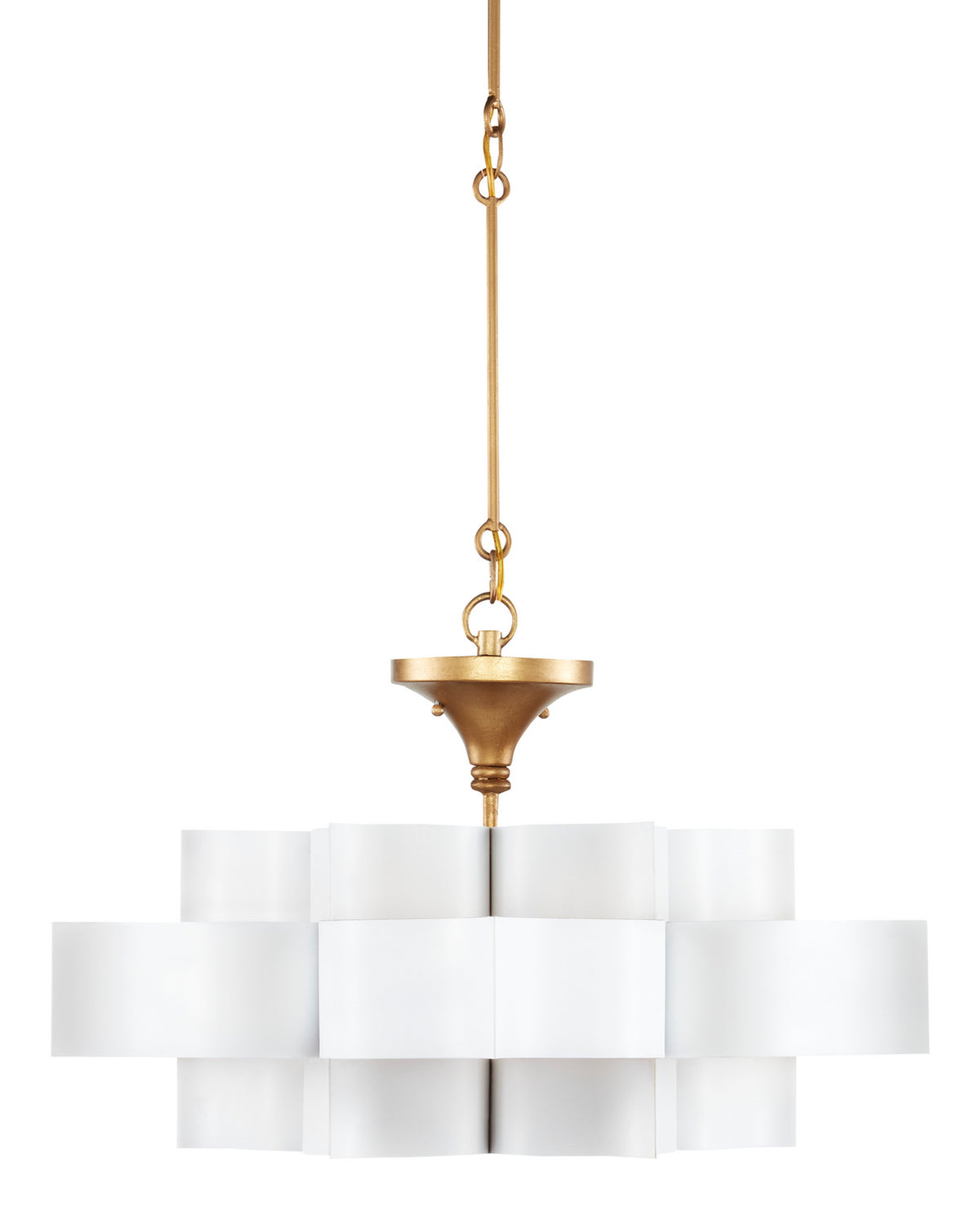 Currey and Company - 9000-0856 - One Light Chandelier - Grand Lotus Collection - Sugar White/Contemporary Gold Leaf