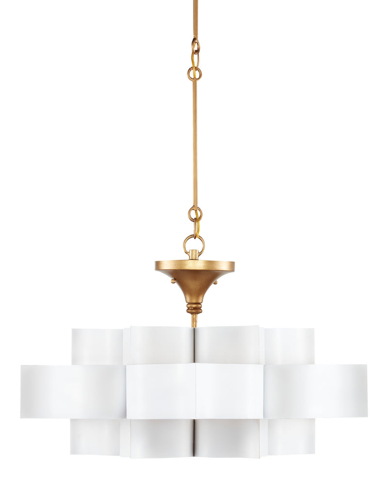 Currey and Company - 9000-0856 - One Light Chandelier - Grand Lotus Collection - Sugar White/Contemporary Gold Leaf