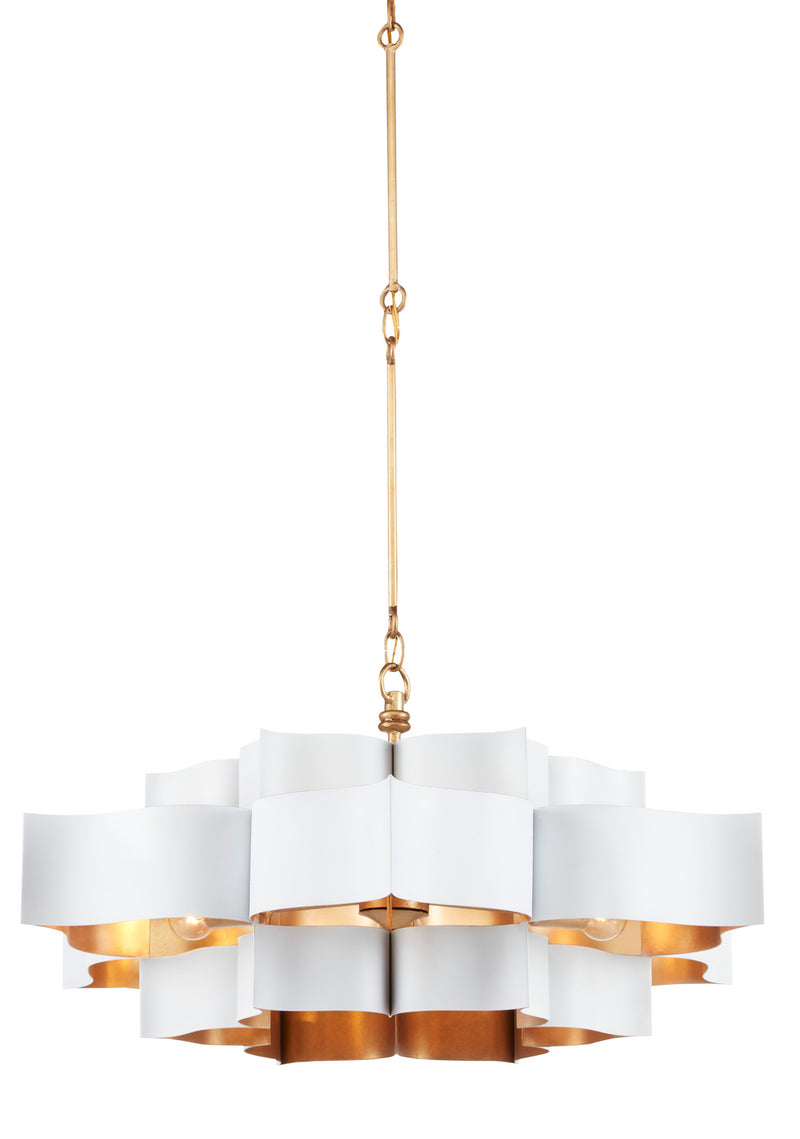 Currey and Company - 9000-0857 - Six Light Chandelier - Grand Lotus Collection - Sugar White/Contemporary Gold Leaf