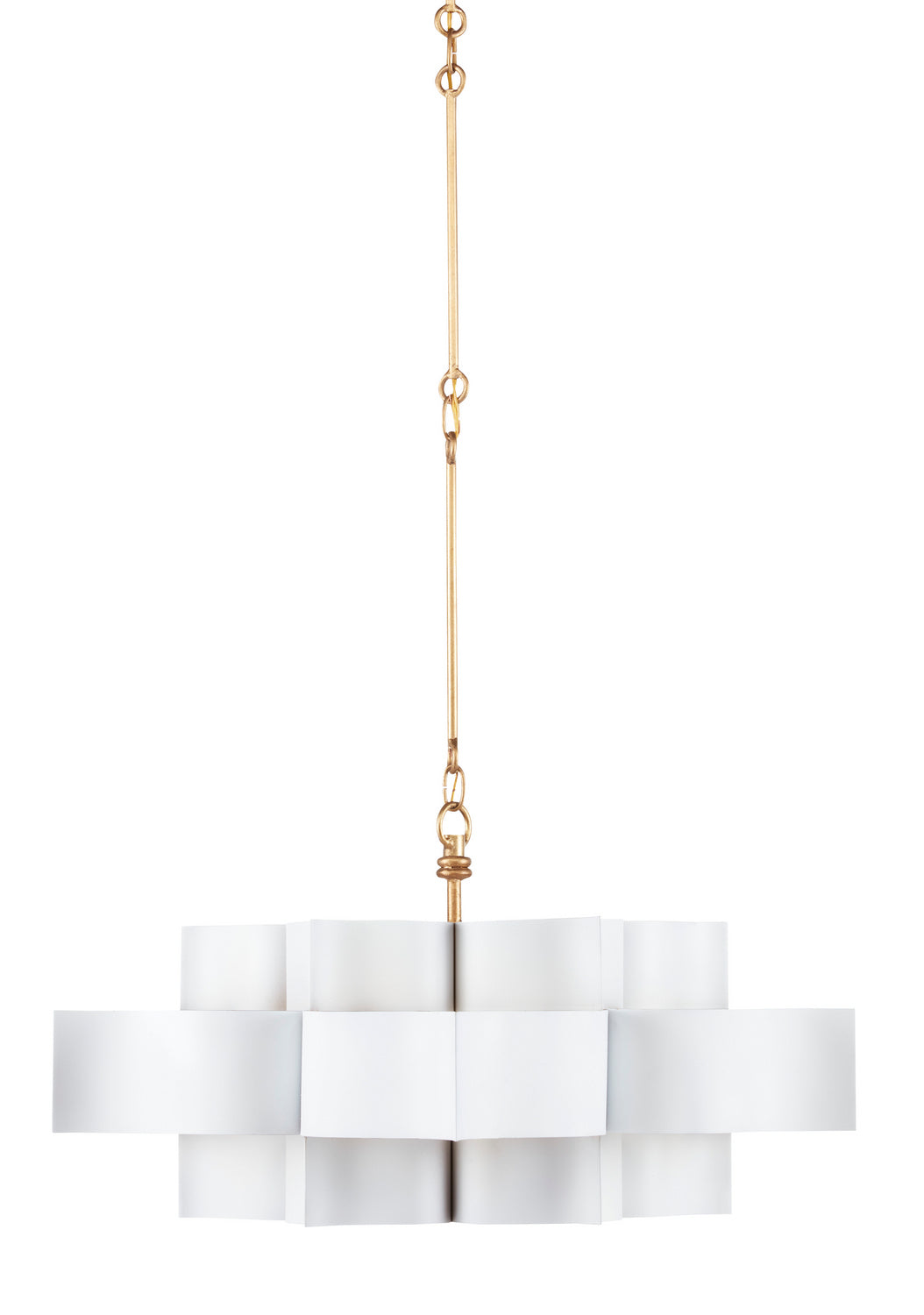 Currey and Company - 9000-0857 - Six Light Chandelier - Grand Lotus Collection - Sugar White/Contemporary Gold Leaf