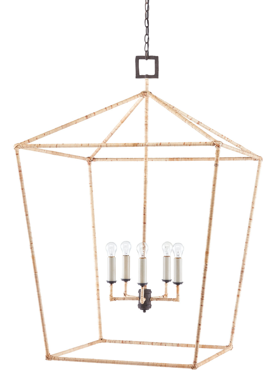 Currey and Company - 9000-0871 - Five Light Lantern - Denison Collection - Molé Black/Natural