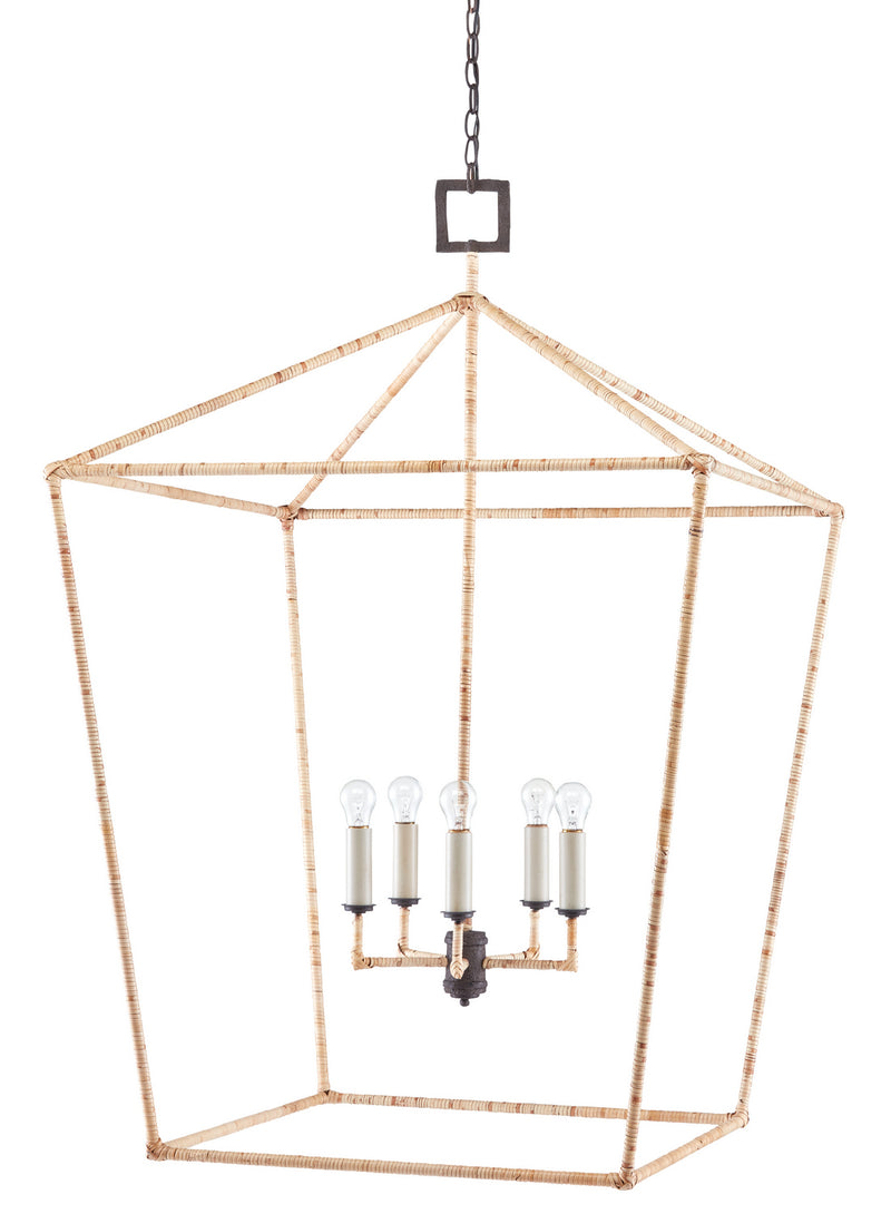 Currey and Company - 9000-0871 - Five Light Lantern - Denison Collection - Molé Black/Natural