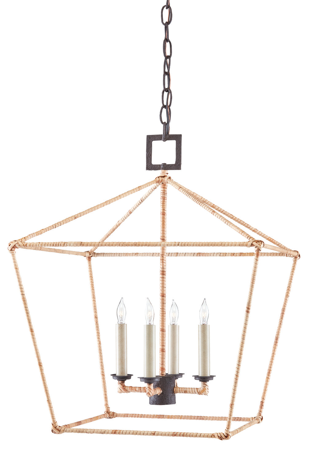 Currey and Company - 9000-0872 - Four Light Lantern - Denison Collection - Molé Black/Natural
