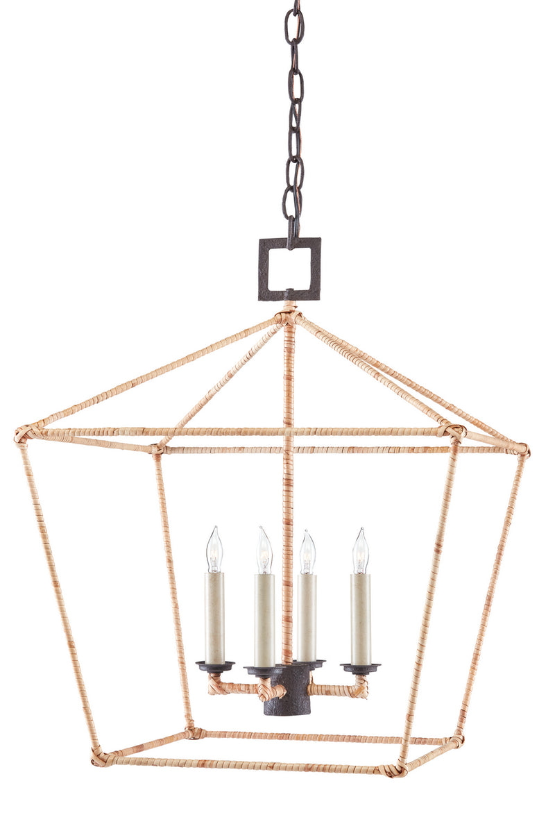 Currey and Company - 9000-0872 - Four Light Lantern - Denison Collection - Molé Black/Natural