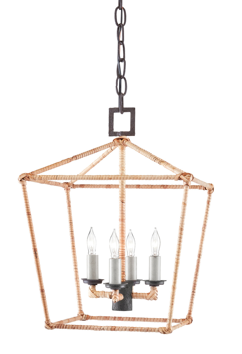 Currey and Company - 9000-0873 - Four Light Lantern - Denison Collection - Molé Black/Natural