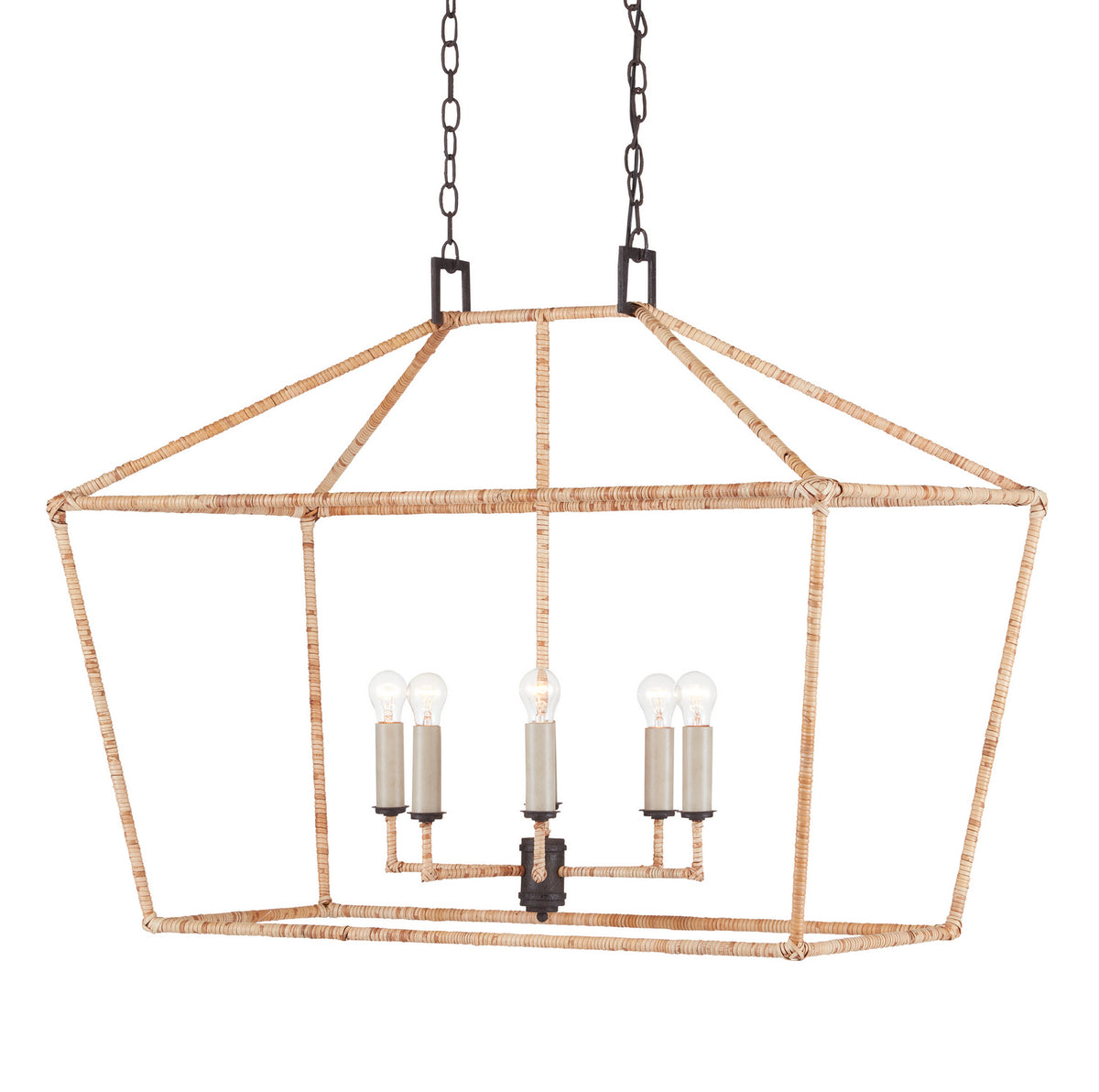 Currey and Company - 9000-0874 - Six Light Lantern - Denison Collection - Molé Black/Natural