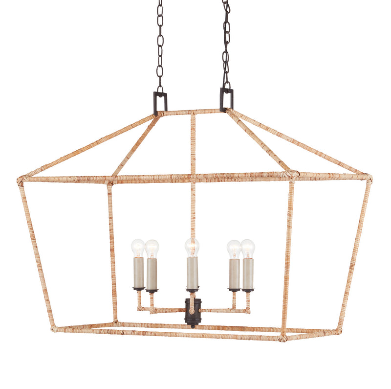 Currey and Company - 9000-0874 - Six Light Lantern - Denison Collection - Molé Black/Natural