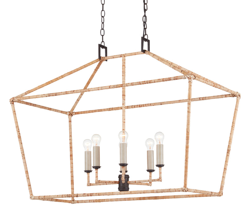 Currey and Company - 9000-0874 - Six Light Lantern - Denison Collection - Molé Black/Natural