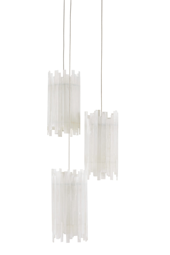 Currey and Company Three Light Pendant from the Escenia collection in Natural/Painted Silver finish