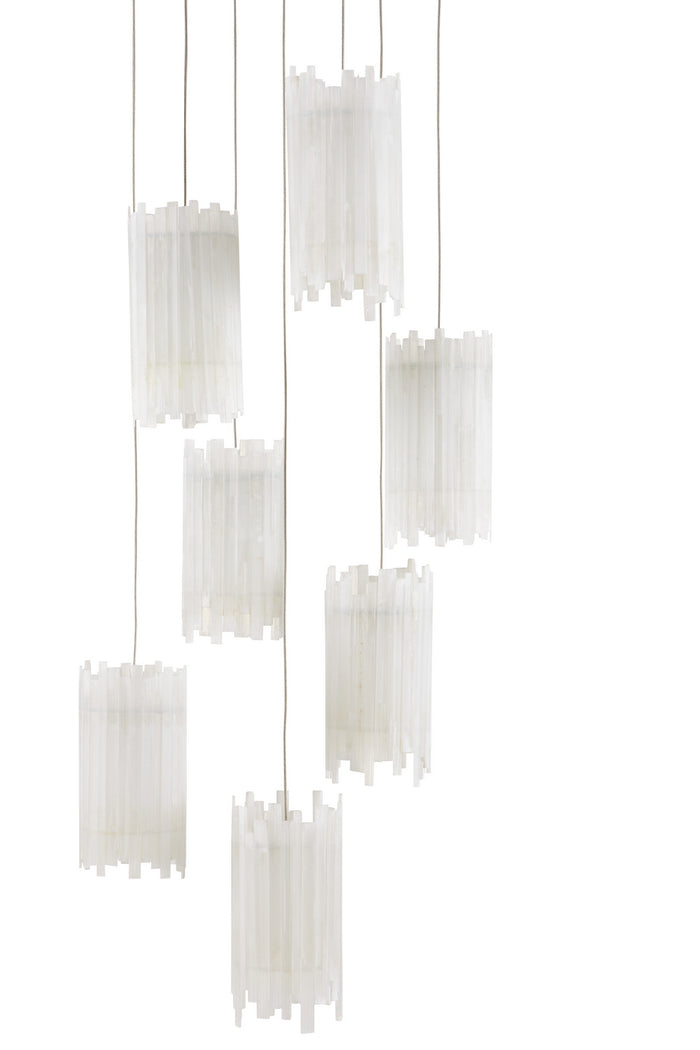 Currey and Company Seven Light Pendant from the Escenia collection in Natural/Painted Silver finish