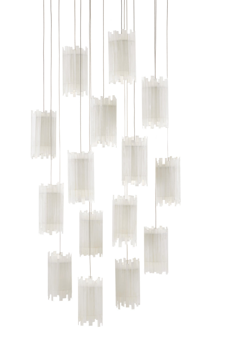 Currey and Company 15 Light Pendant from the Escenia collection in Natural/Painted Silver finish