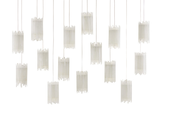Currey and Company 15 Light Pendant from the Escenia collection in Natural/Painted Silver finish