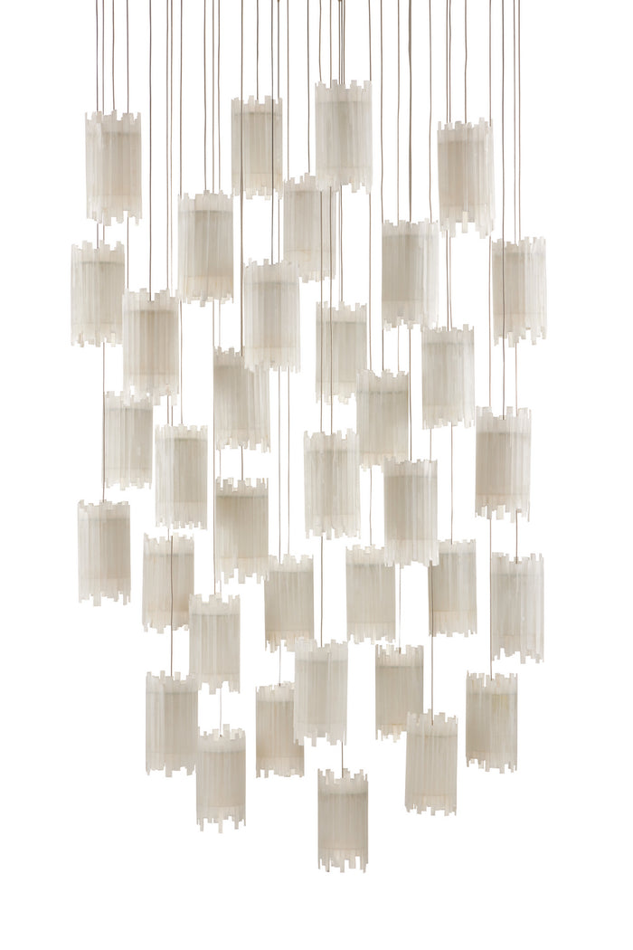 Currey and Company 36 Light Pendant from the Escenia collection in Natural/Painted Silver finish