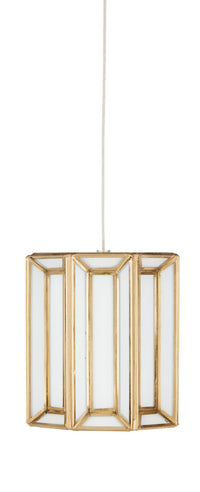 Currey and Company - 9000-0888 - One Light Pendant - Daze Collection - White/Antique Brass