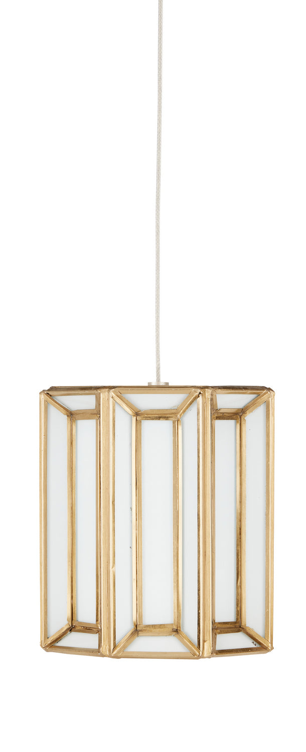 Currey and Company - 9000-0888 - One Light Pendant - Daze Collection - White/Antique Brass