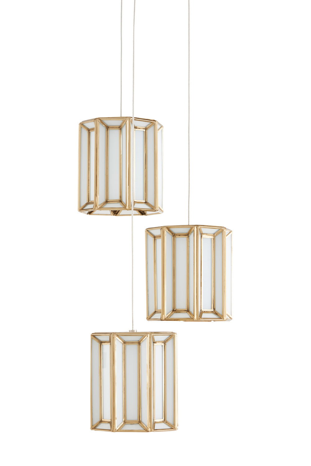Currey and Company - 9000-0889 - Three Light Pendant - Daze - Antique Brass/White/Silver