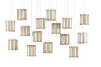 Currey and Company - 9000-0892 - 15 Light Pendant - Daze - Antique Brass/White/Silver