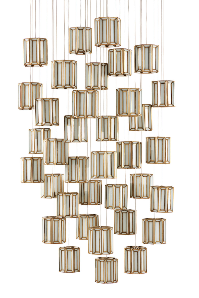 Currey and Company - 9000-0894 - 36 Light Pendant - Daze Collection - White/Antique Brass