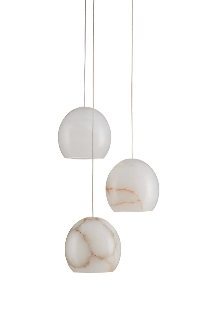 Currey and Company Three Light Pendant from the Lazio collection in Natural/Painted Silver finish