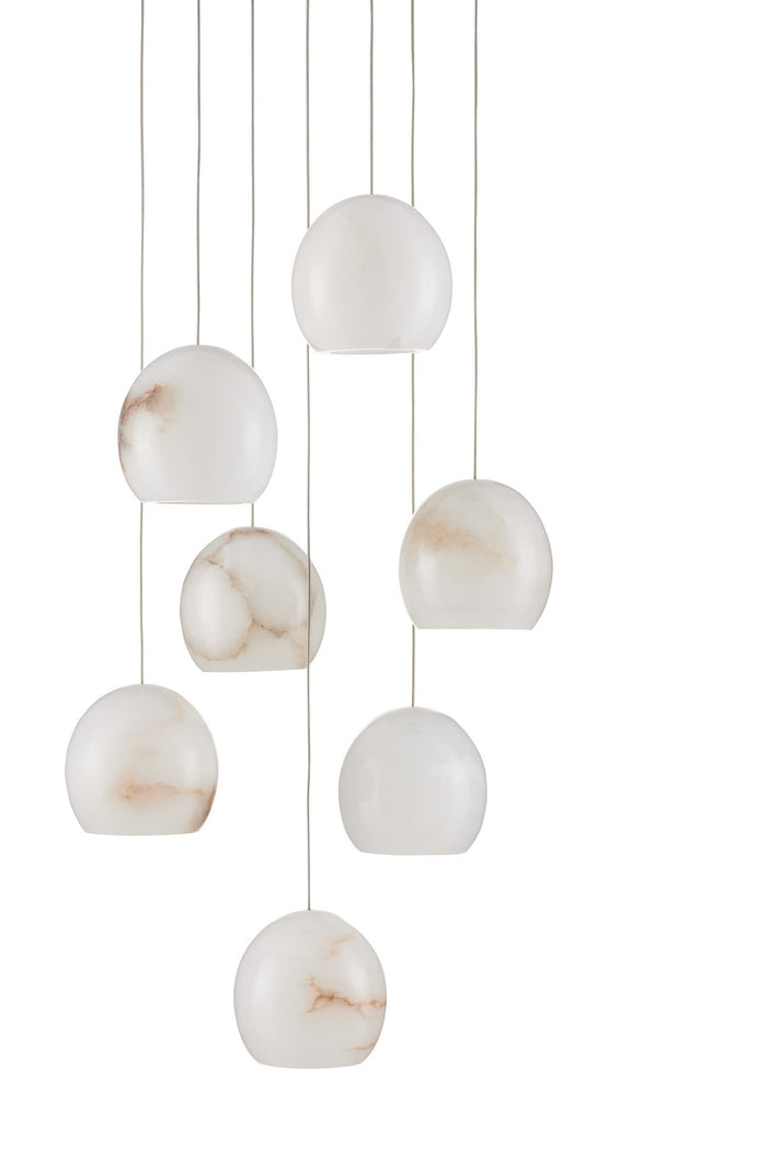 Currey and Company Seven Light Pendant from the Lazio collection in Natural/Painted Silver finish
