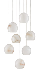 Currey and Company - 9000-0897 - Seven Light Pendant - Lazio - White/Silver