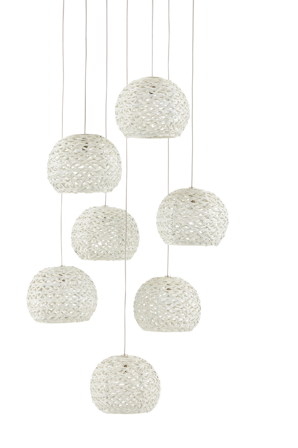 Currey and Company - 9000-0911 - Seven Light Pendant - Piero - Sugar White/Silver