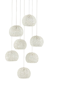 Currey and Company - 9000-0911 - Seven Light Pendant - Piero - Sugar White/Silver