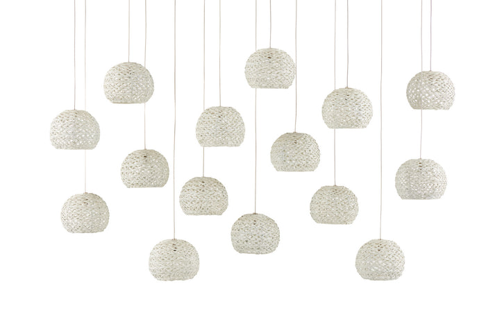 Currey and Company 15 Light Pendant from the Piero collection in White/Painted Silver finish