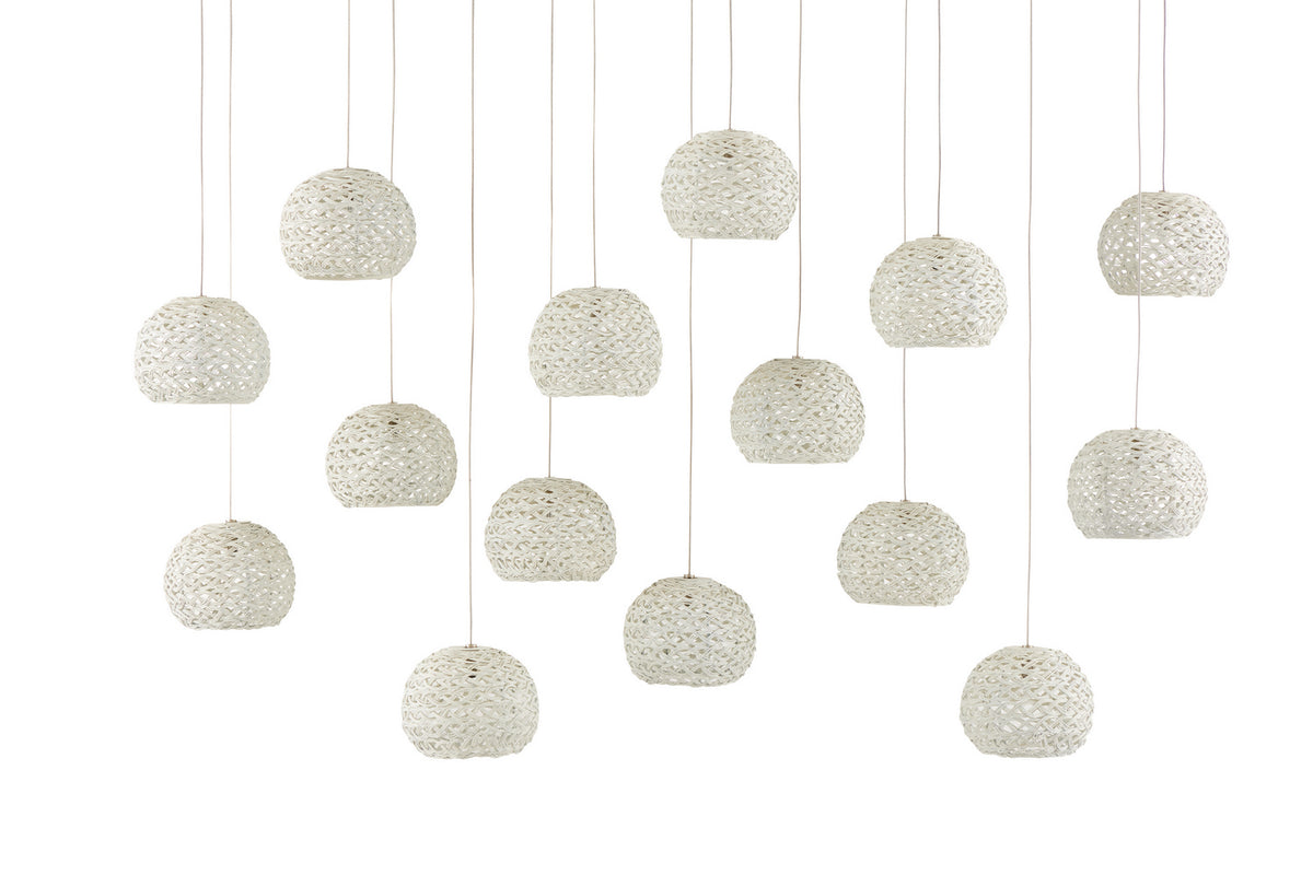 Currey and Company 15 Light Pendant from the Piero collection in White/Painted Silver finish