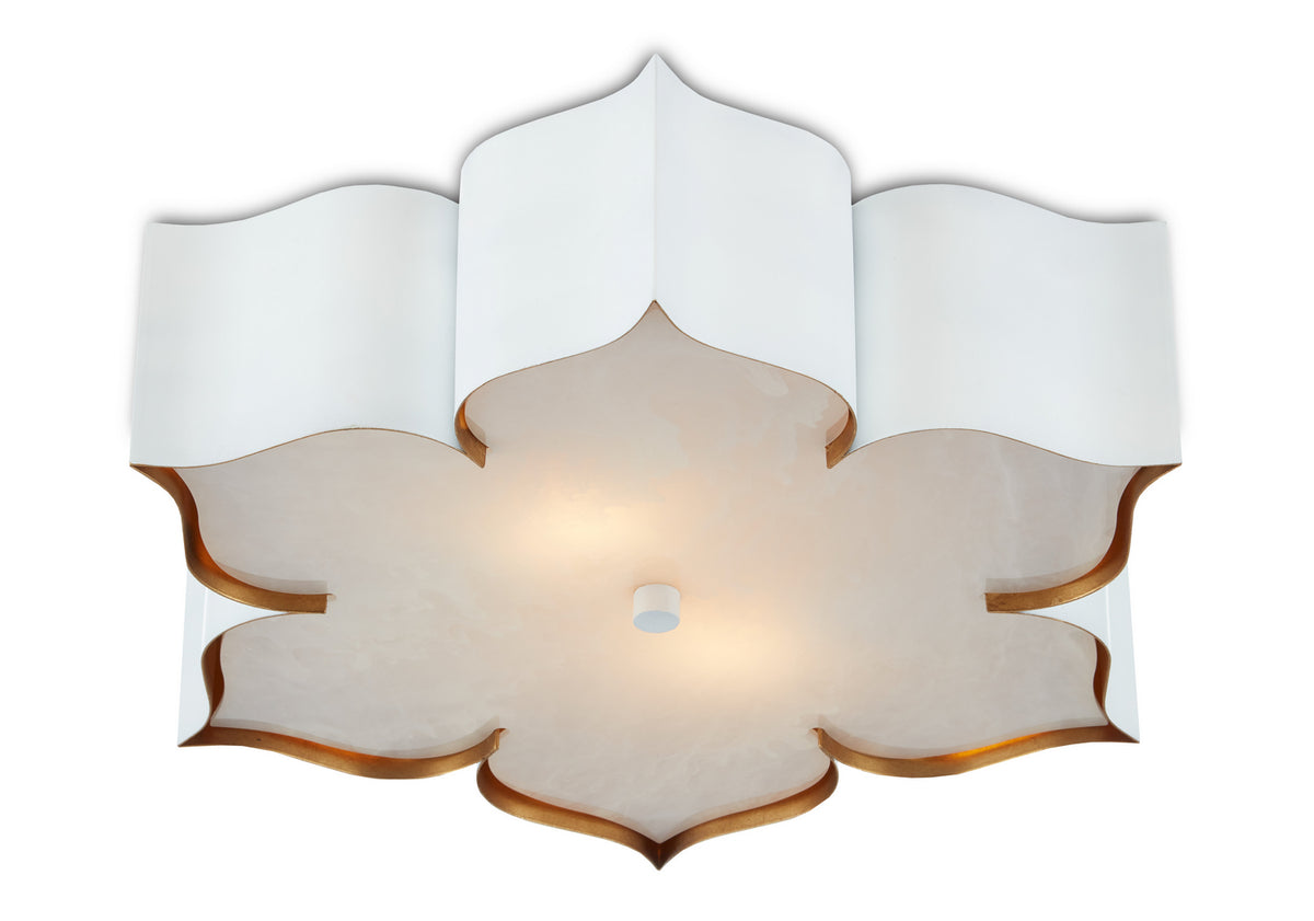 Currey and Company - 9999-0059 - Two Light Flush Mount - Grand Lotus Collection - Sugar White/ Contemporary Gold