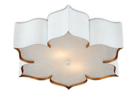 Currey and Company - 9999-0059 - Two Light Flush Mount - Grand Lotus Collection - Sugar White/ Contemporary Gold