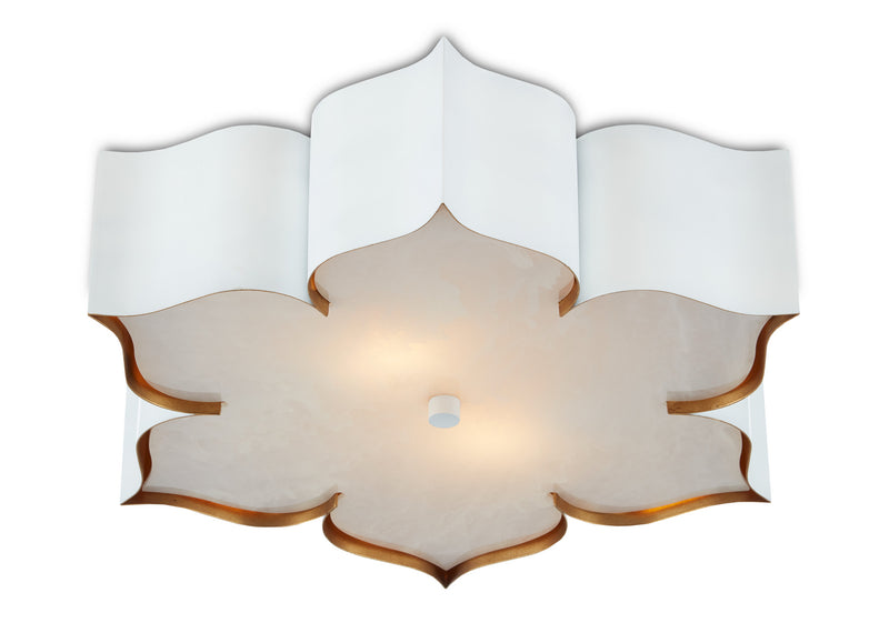 Currey and Company - 9999-0059 - Two Light Flush Mount - Grand Lotus Collection - Sugar White/ Contemporary Gold
