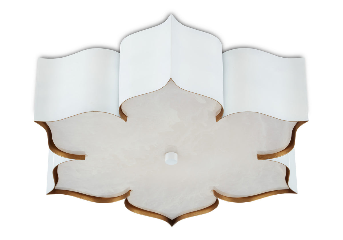 Currey and Company - 9999-0059 - Two Light Flush Mount - Grand Lotus Collection - Sugar White/ Contemporary Gold