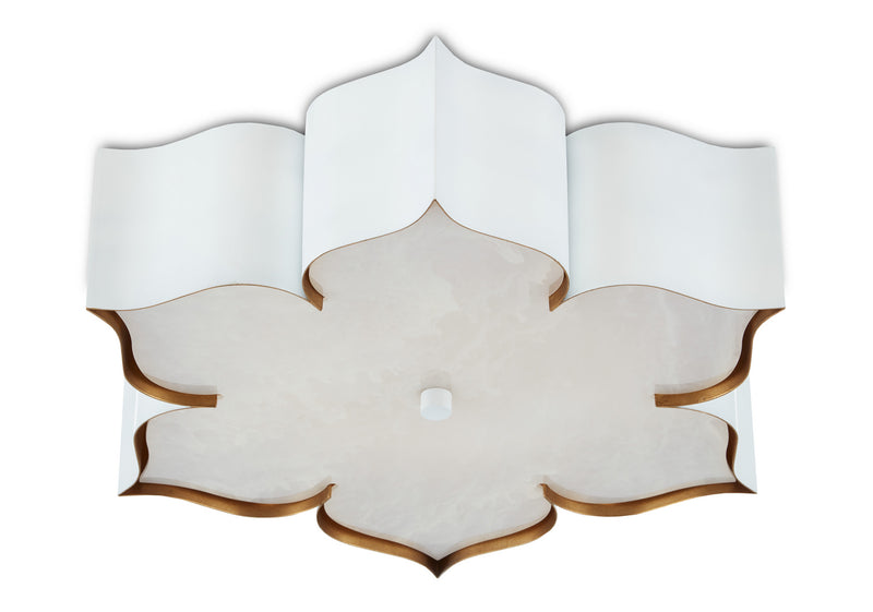 Currey and Company - 9999-0059 - Two Light Flush Mount - Grand Lotus Collection - Sugar White/ Contemporary Gold