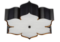 Currey and Company - 9999-0060 - Two Light Flush Mount - Grand Lotus Collection - Satin Black /Contemporary Gold