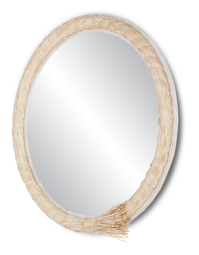 Currey and Company Mirror from the Jamie Beckwith collection in Natural Raffia/Mirror finish