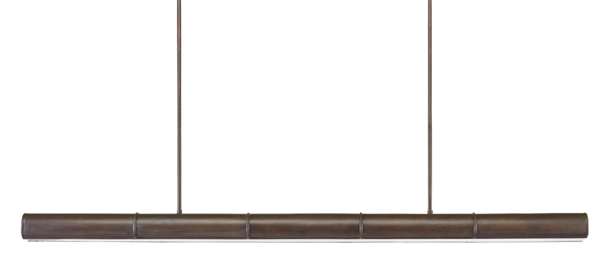 Currey and Company - 9000-0862 - Five Light Linear Chandelier - Lyon Collection - Bronze Verdigris/White
