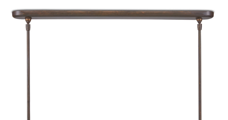 Currey and Company - 9000-0862 - Five Light Linear Chandelier - Lyon Collection - Bronze Verdigris/White