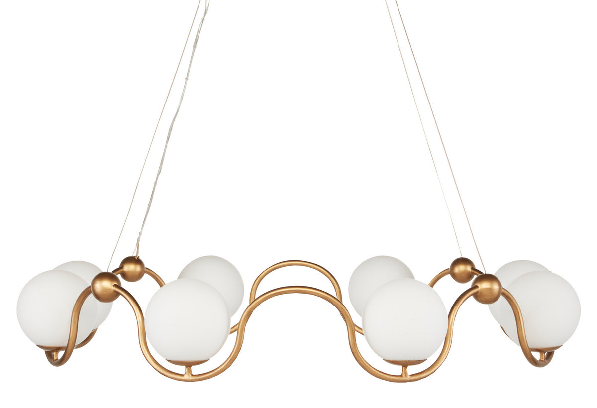 Currey and Company - 9000-0878 - Eight Light Chandelier - Antique Brass/White