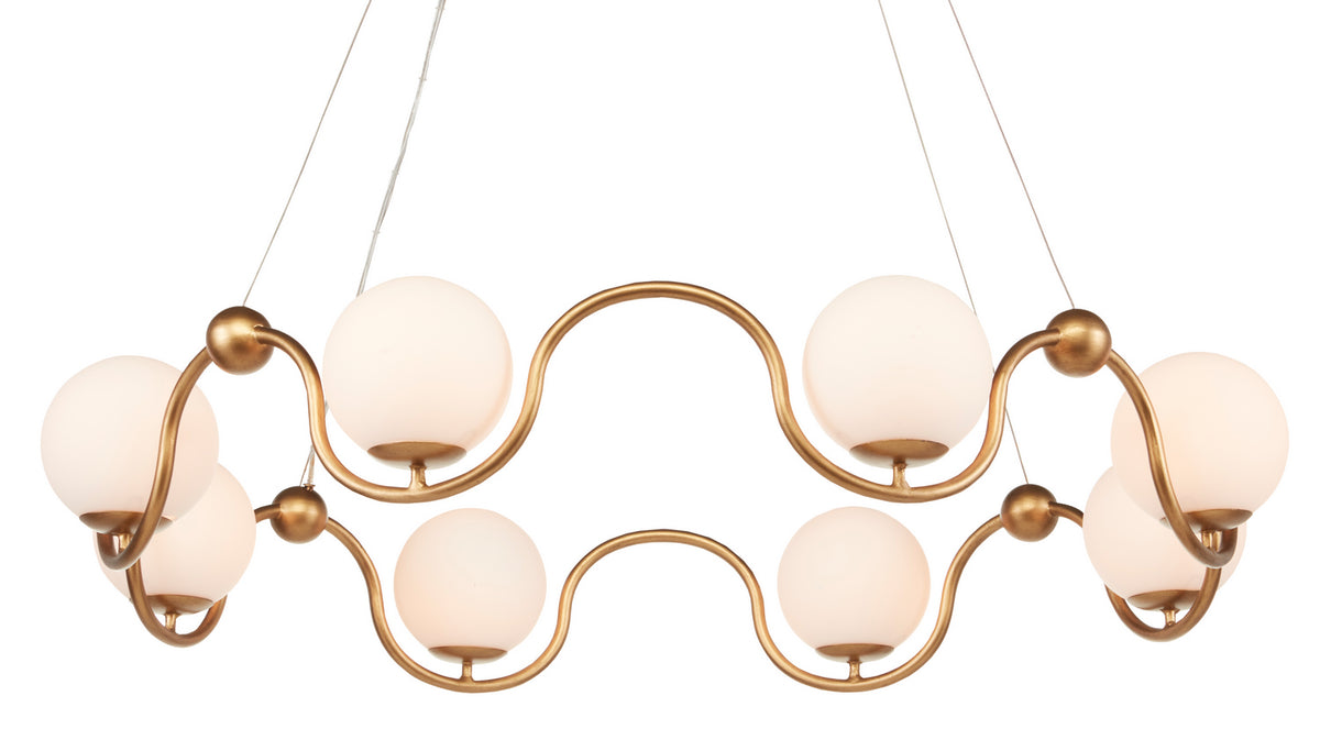 Currey and Company - 9000-0878 - Eight Light Chandelier - Antique Brass/White