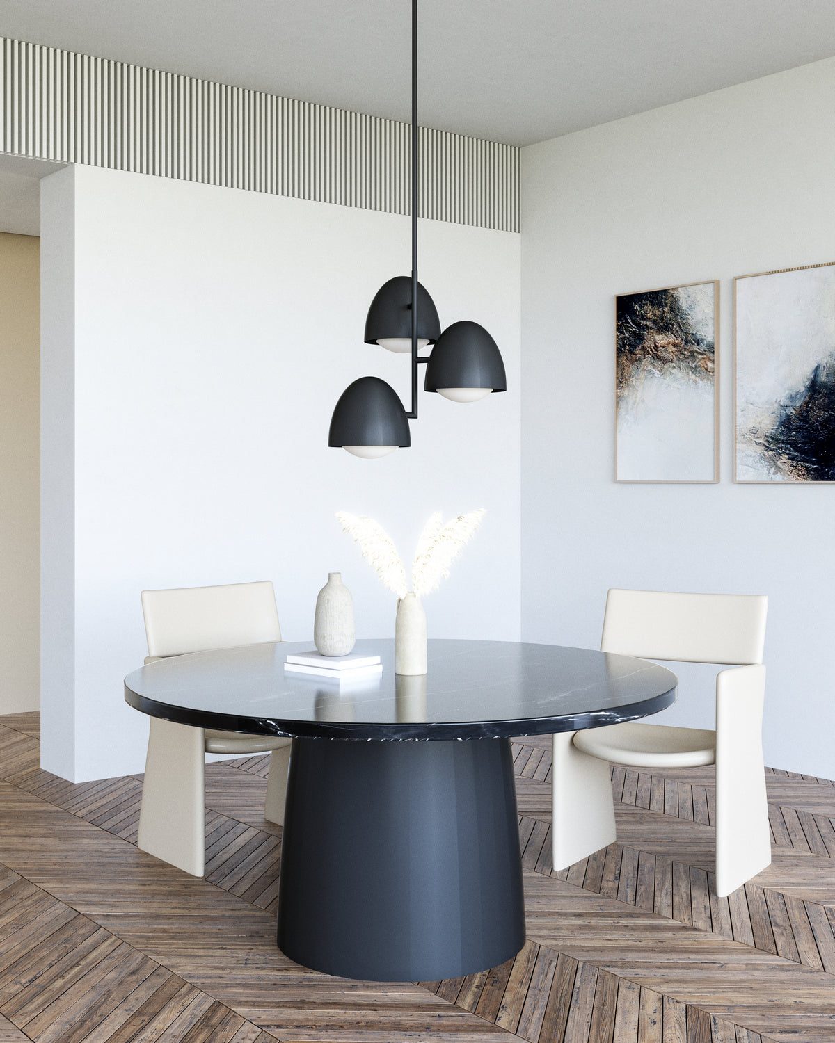 Alora - CH529024MBOP - Three Light Chandelier - Kenji - Matte Black/Opal Matte Glass