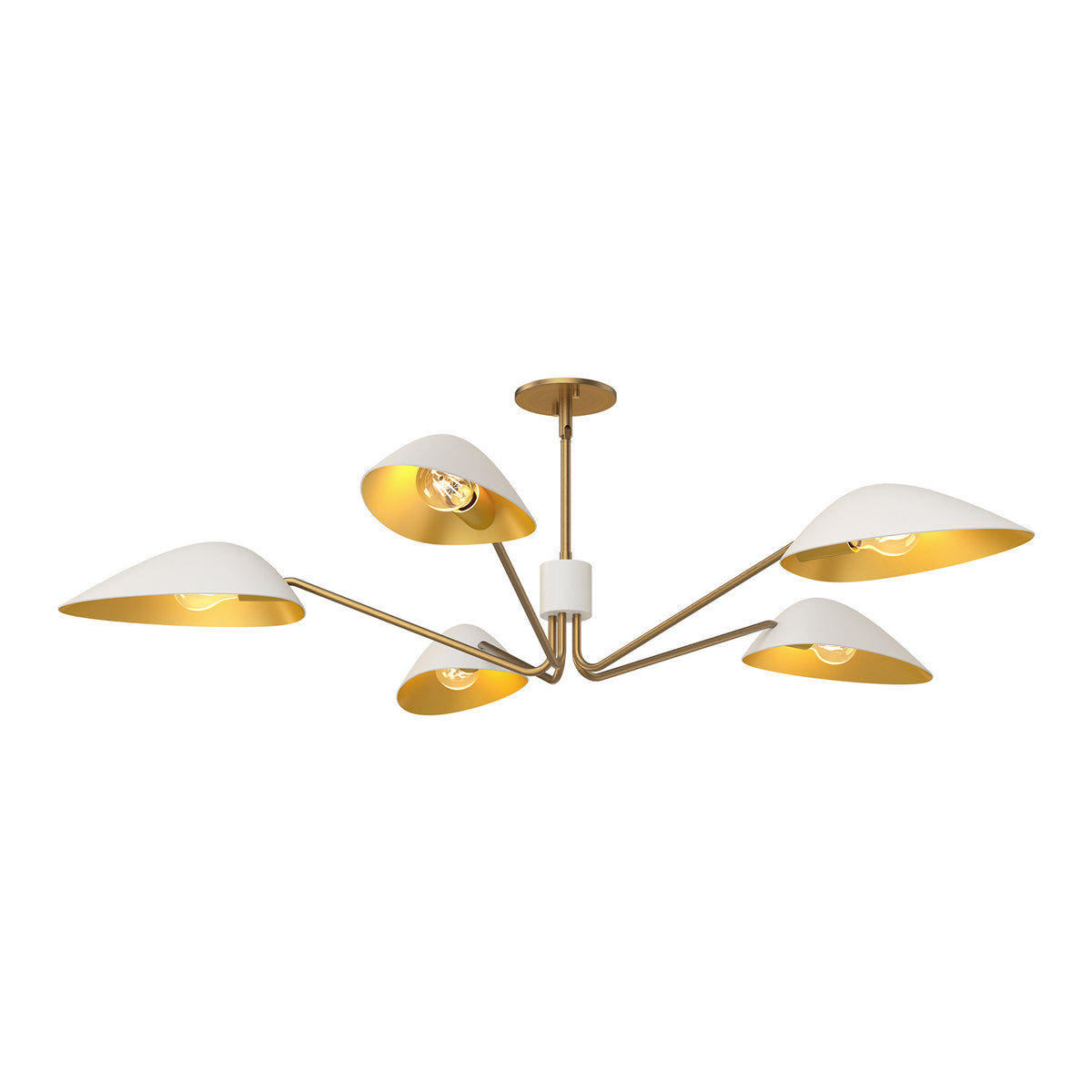 Alora - PD550545WHAG - Five Light Pendant - Oscar - Aged Gold/White