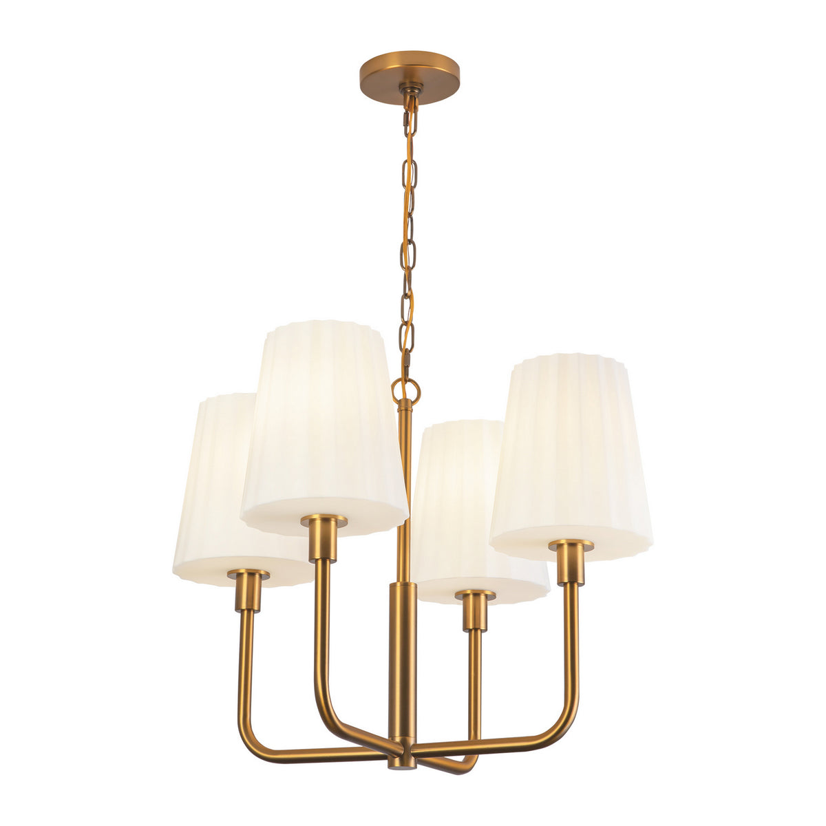 Alora - CH628423AGOP - Four Light Chandelier - Plisse - Aged Gold/Opal Matte Glass