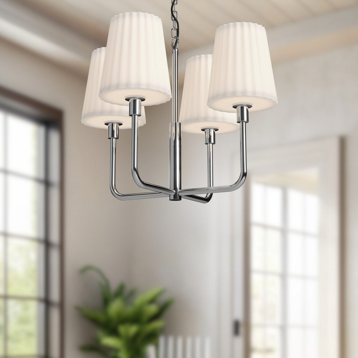 Alora - CH628423CHOP - Four Light Chandelier - Plisse - Chrome/Opal Matte Glass
