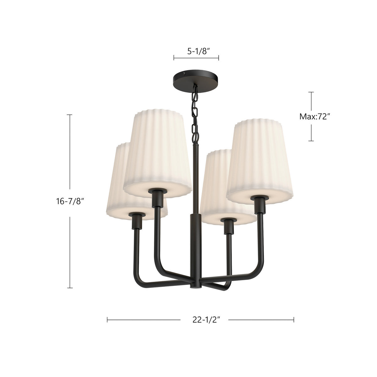 Alora - CH628423CHOP - Four Light Chandelier - Plisse - Chrome/Opal Matte Glass