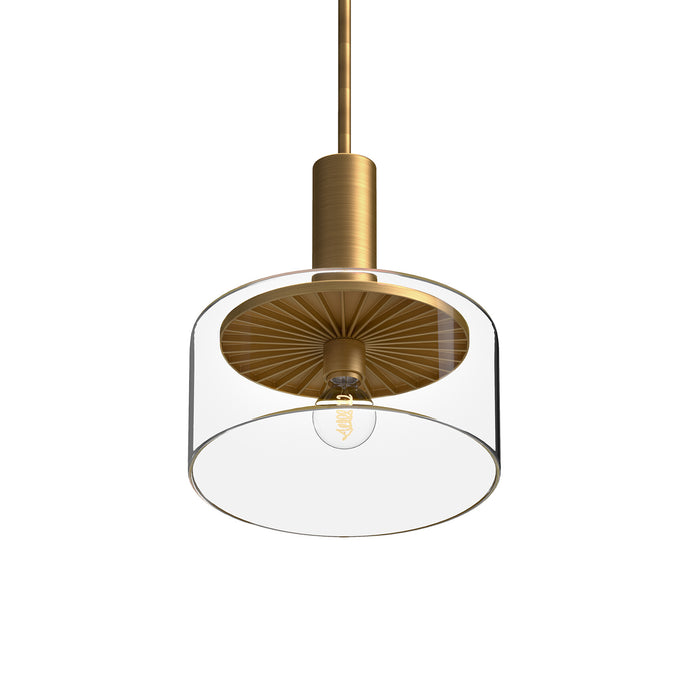 Alora One Light Pendant from the Royale collection in Aged Gold/Clear Glass|Clear Glass/Matte Black finish