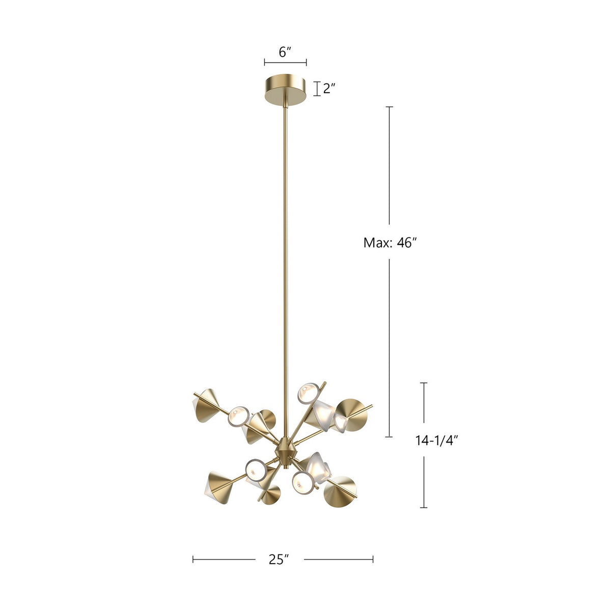 Kuzco Lighting - CH50825-BG - LED Pendant - Geode - Brushed Gold